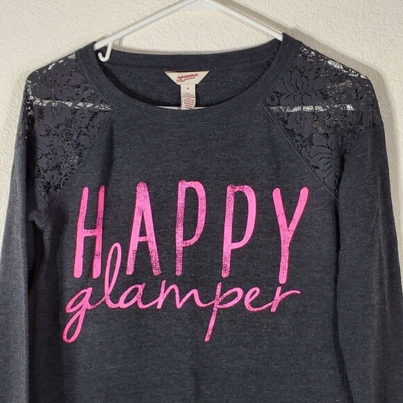 Arizona Jean Co. "Happy Glamper" Lace Accent Womens Long Sleeve Top Medium - Picture 3 of 5